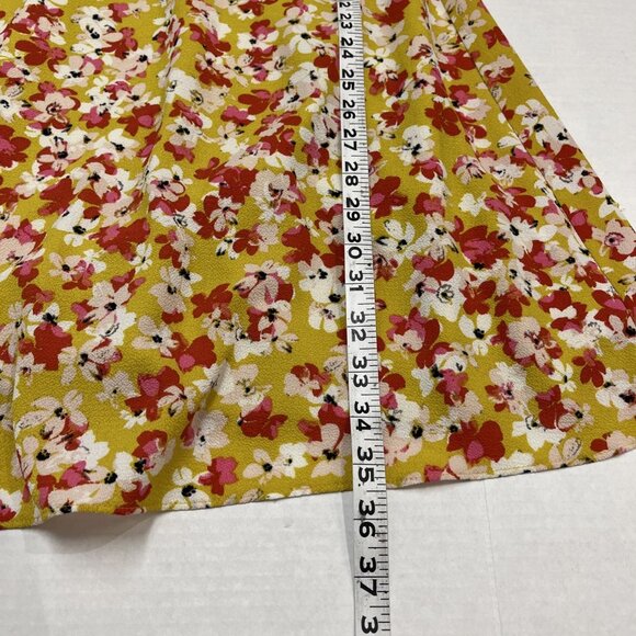 London Times Dress Womens 8 Yellow Floral Chiffon A Line Ruffle Sleeve Cottage - Picture 8 of 10